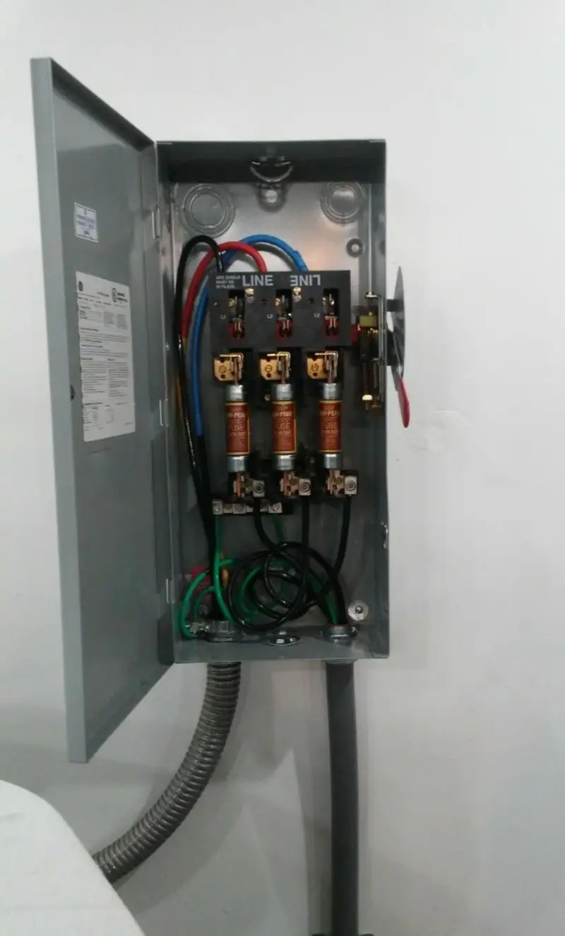 Three-phase disconnect switch installed for Electrical Wiring & Rewiring in Mineola